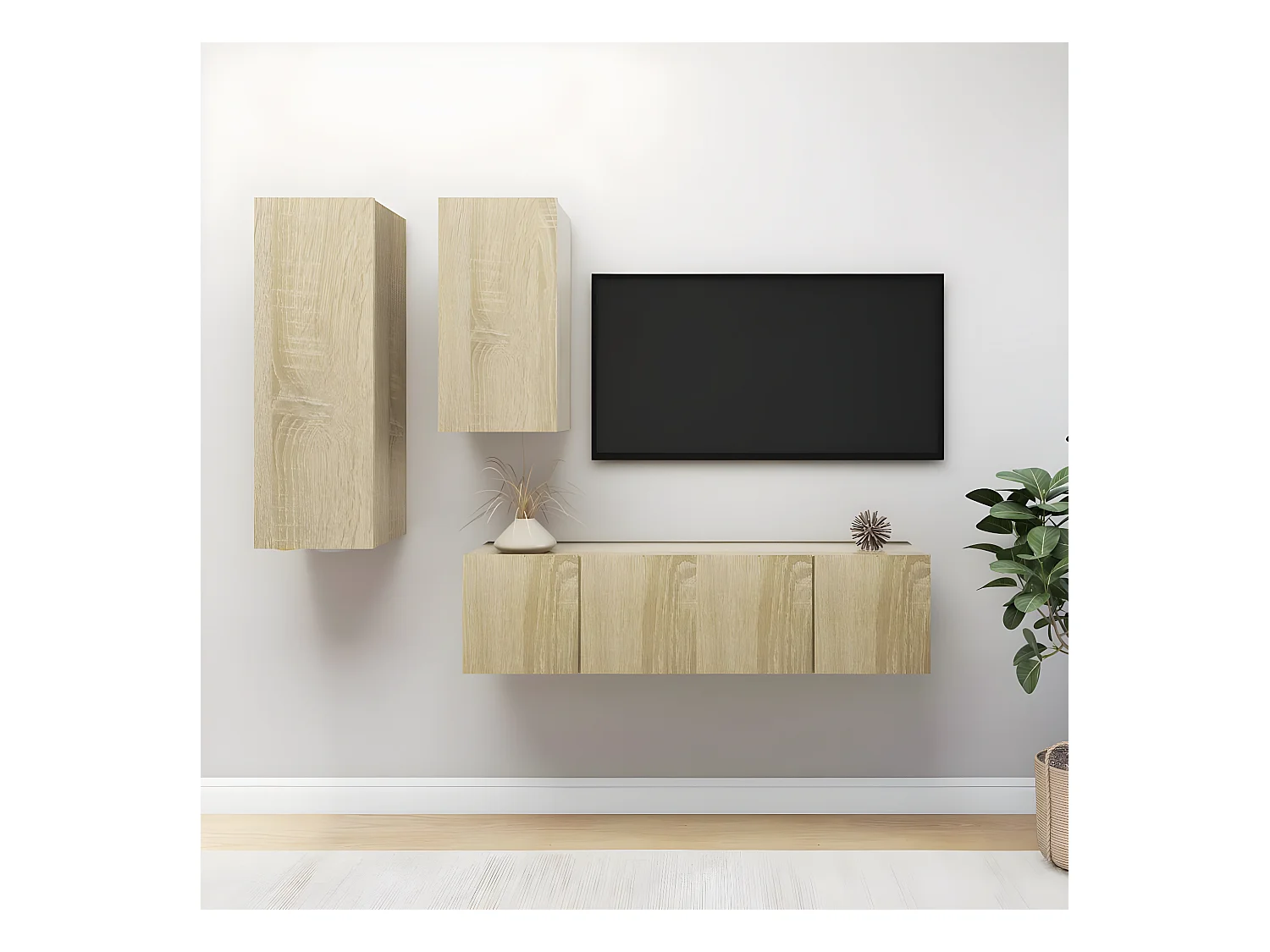 4-delige Tv-meubelset bewerkt hout sonoma eikenkleurig NL60391