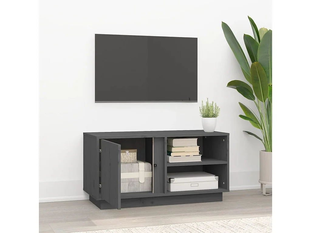 TV-Schrank,TV-Möbel Grau 80x35x40,5 cm Massivholz Kiefer -gkd761470