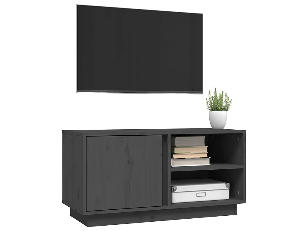 TV-Schrank,TV-Möbel Grau 80x35x40,5 cm Massivholz Kiefer -gkd761470