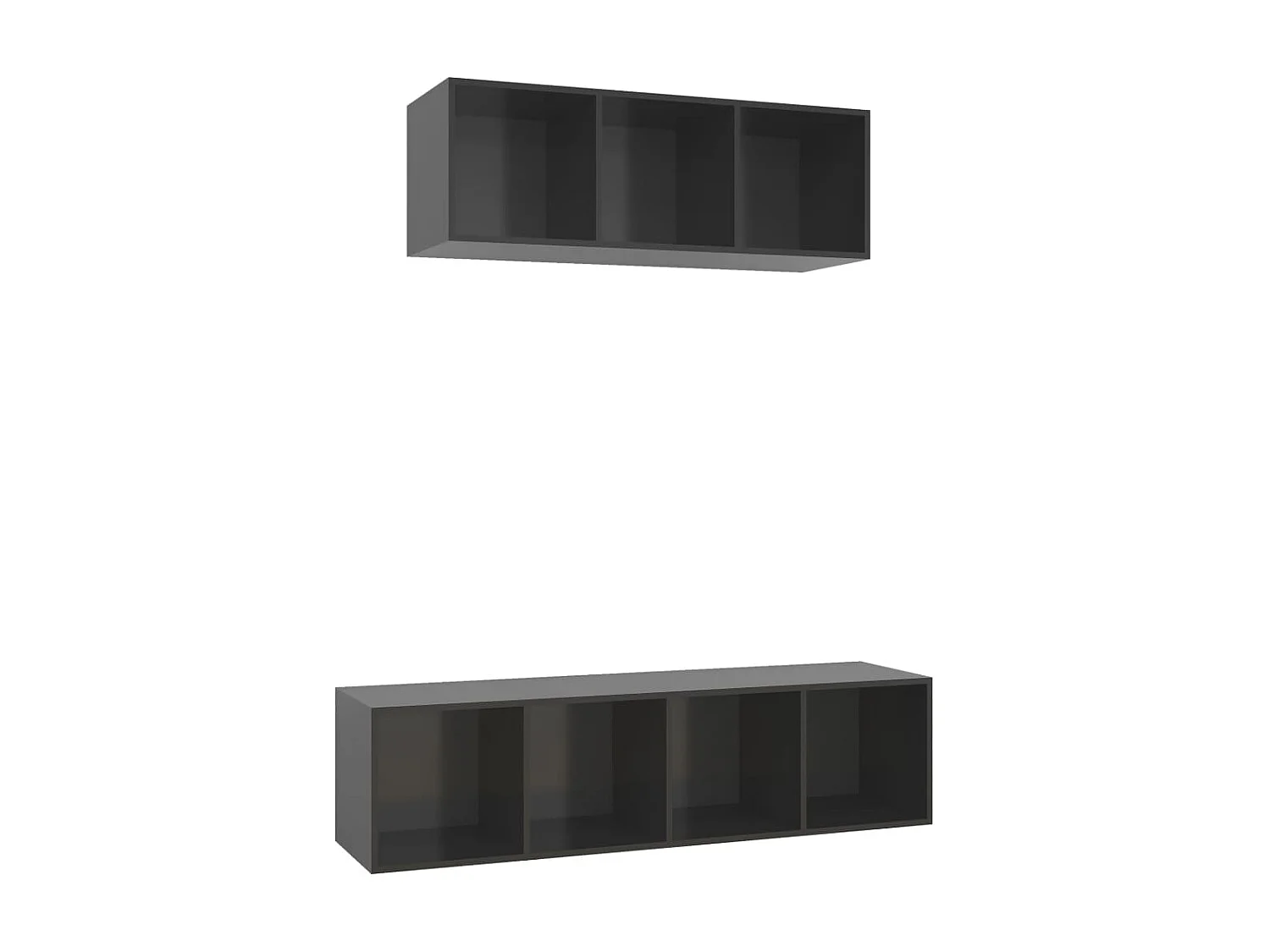 2-tlg. TV-Schrank-Set,TV-Möbel Hochglanz-Grau Holzwerkstoff -gkd683365