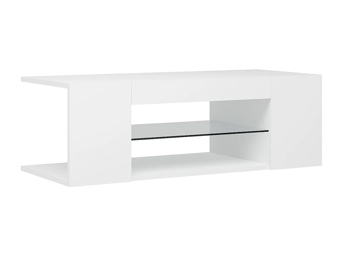 Meuble TV avec lumières LED Blanc 90x39x30 cm BE29474