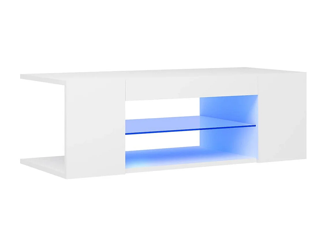 Meuble TV avec lumières LED Blanc 90x39x30 cm BE29474
