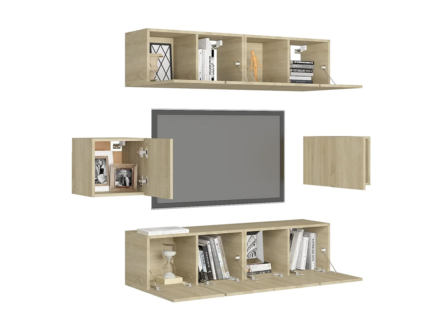 Juego de Muebles para TV 6 piezas roble Sonoma ES96968