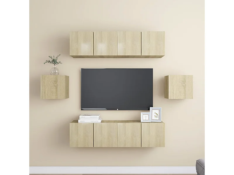 Ensemble de meubles TV 6 pcs Chêne sonoma Bois d'ingénierie BE51062