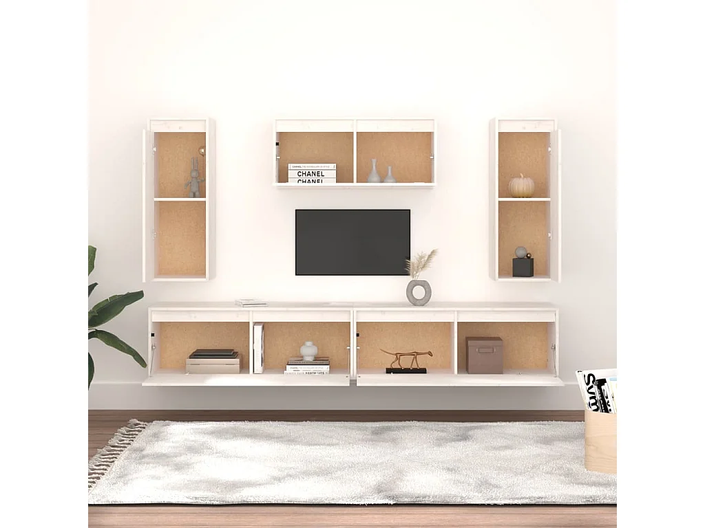 5 Stk.TV-Schränke,TV-Möbel Weiß Massivholz Kiefer -gkd803445
