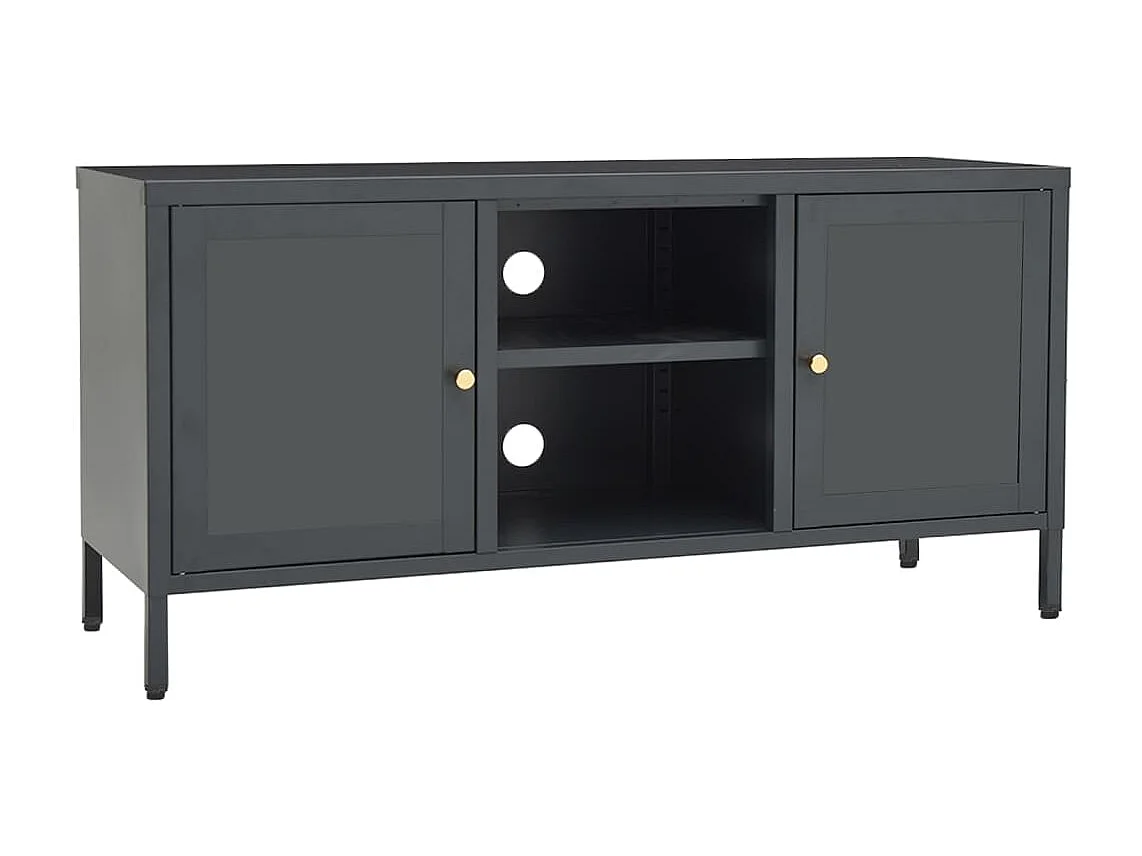 TV-Schrank,TV-Möbel Anthrazit 105x35x52 cm Stahl und Glas -gkd865787