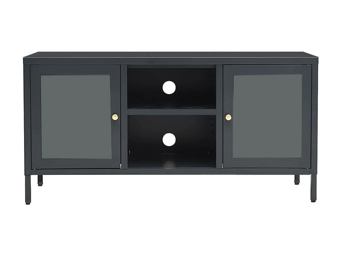 TV-Schrank,TV-Möbel Anthrazit 105x35x52 cm Stahl und Glas -gkd865787