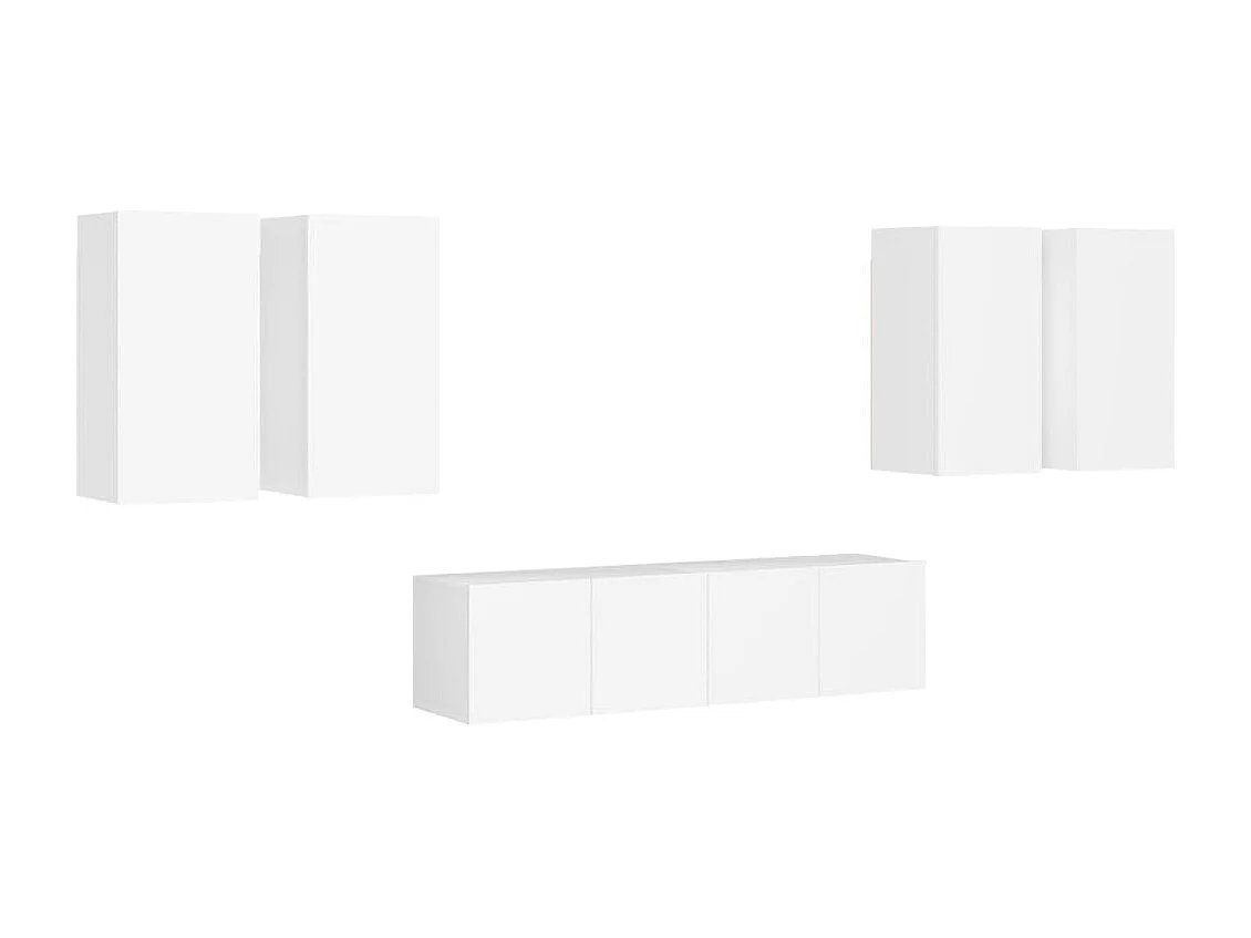6-tlg. TV-Schrank-Set,TV-Möbel Weiß Holzwerkstoff -gkd565836
