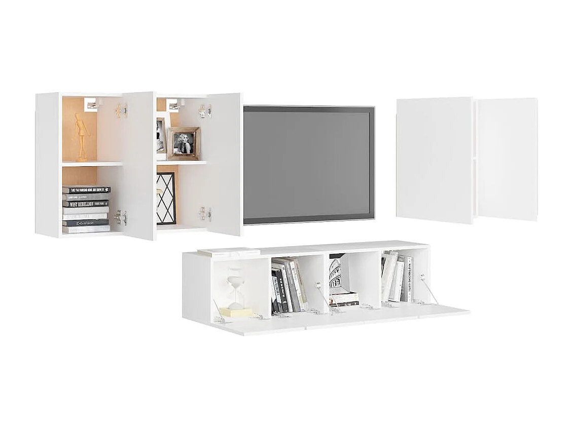 6-tlg. TV-Schrank-Set,TV-Möbel Weiß Holzwerkstoff -gkd565836