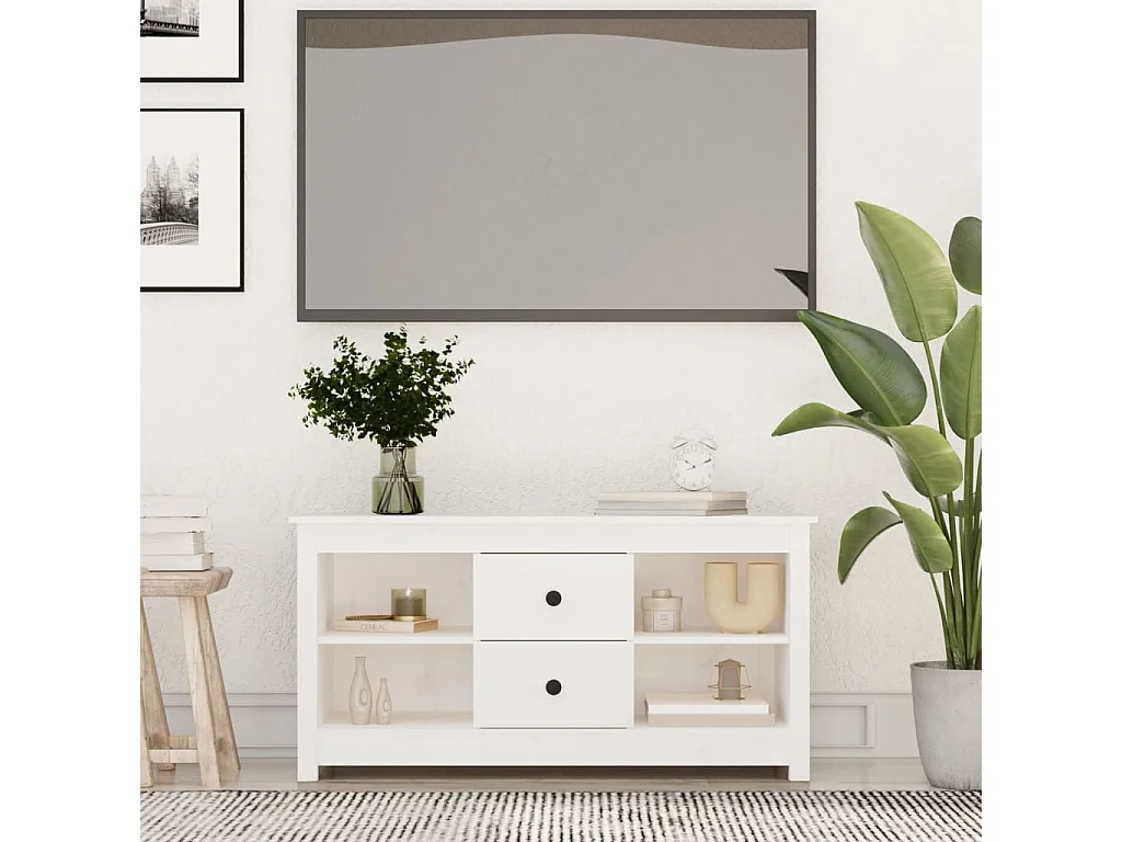 Móvel de TV 103x36,5x52 cm madeira de pinho maciça branco PT134735