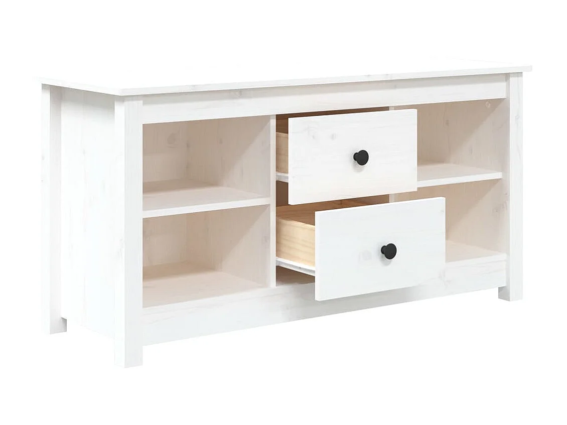 Móvel de TV 103x36,5x52 cm madeira de pinho maciça branco PT134735