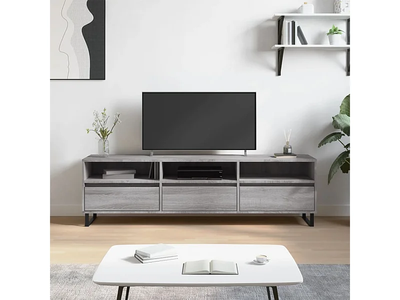 Mueble para TV madera contrachapada gris Sonoma 150x30x44,5 cm ES99321