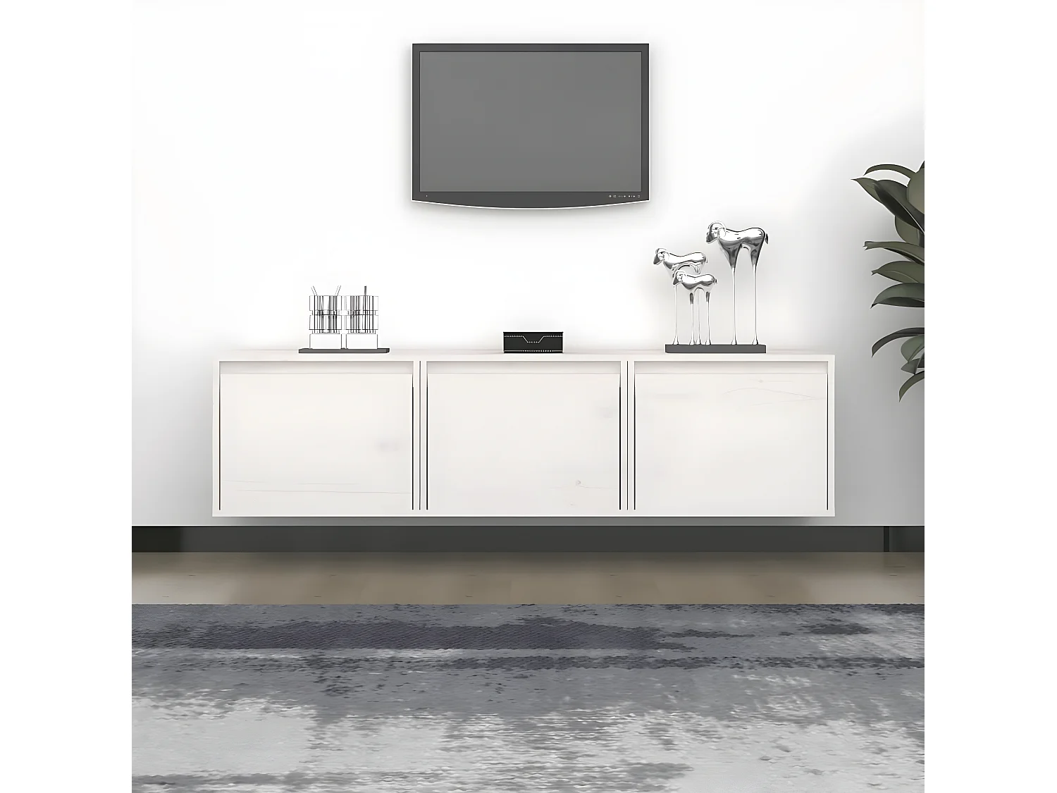 Muebles para TV 3 piezas madera maciza de pino blanco ES26363