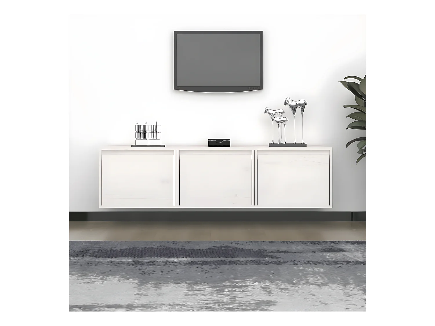 3 pcs Meubles TV Blanc Bois massif de pin BE16736