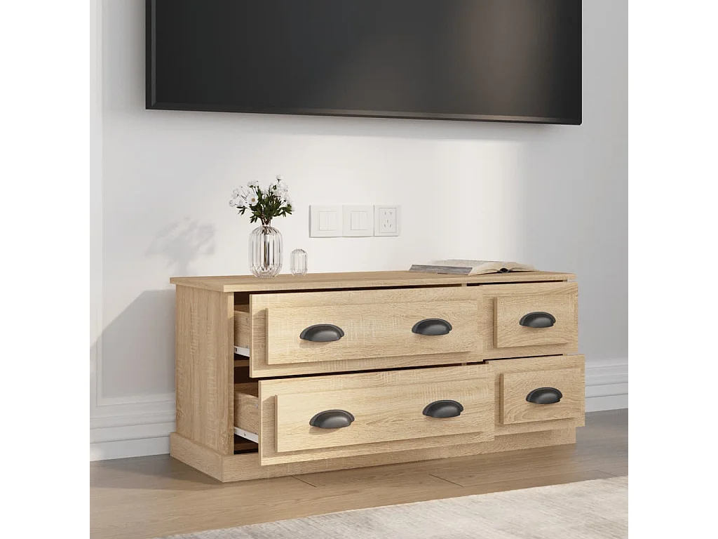 Meuble TV chêne sonoma 100x35,5x45 cm bois d'ingénierie BE95324