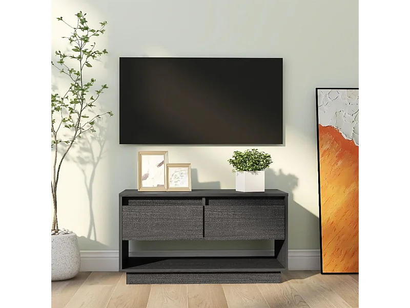 Tv-meubel 74x34x40 cm massief grenenhout grijs NL731037