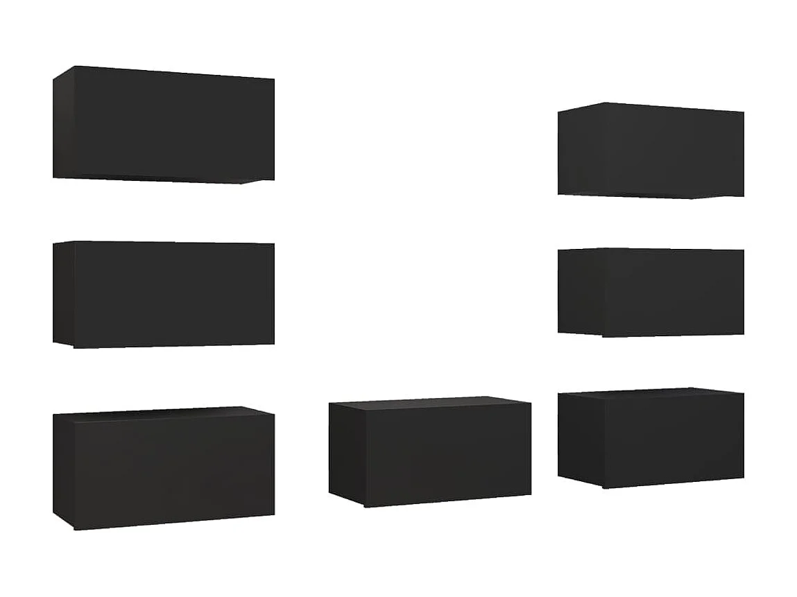 7 pcs Meubles TV Noir 30,5x30x60 cm Aggloméré BE65820