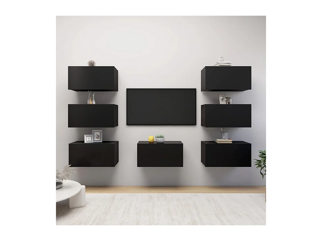 Tv-meubelen 7 st 30,5x30x60 cm bewerkt hout zwart NL824978