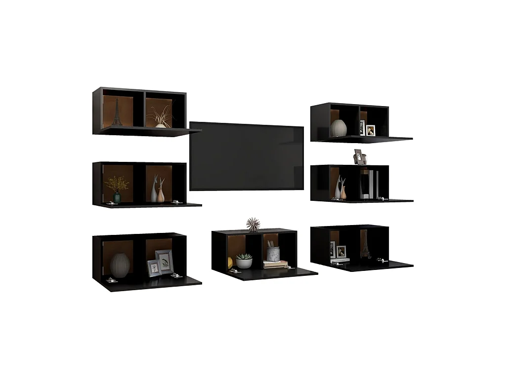 Tv-meubelen 7 st 30,5x30x60 cm bewerkt hout zwart NL824978