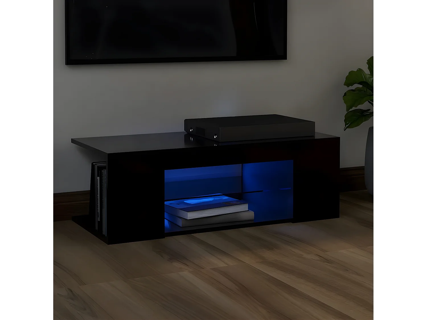 Mobile Porta TV | Armadietto TV con Luci LED Nero 90x39x30 cm