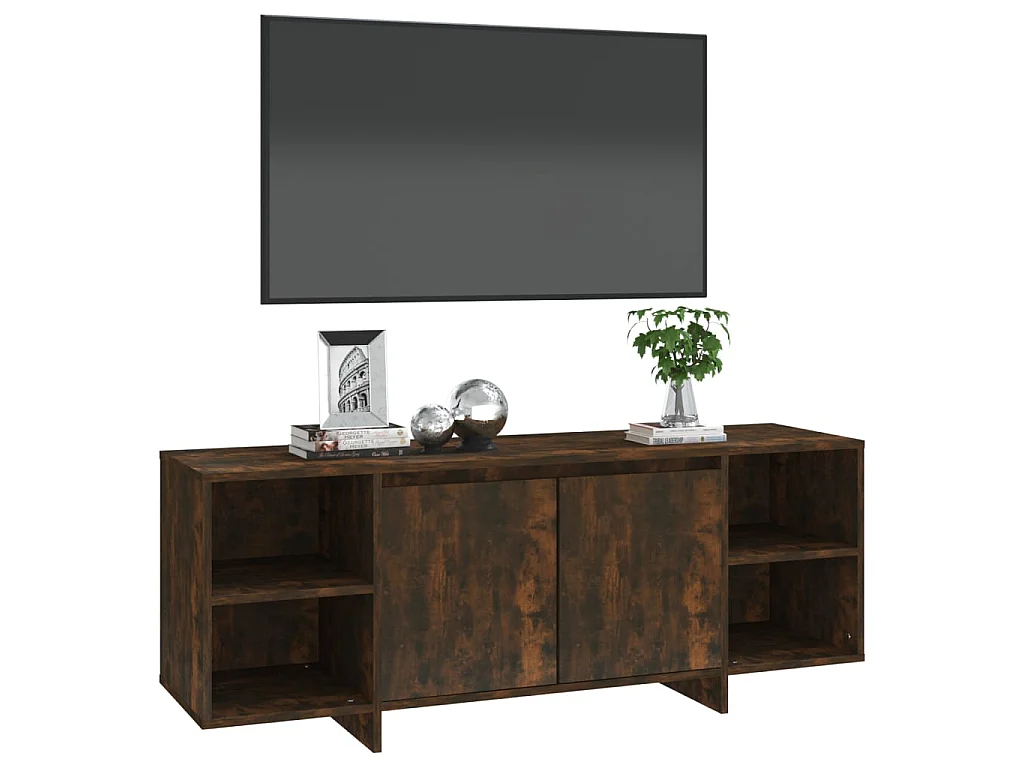 Meuble TV chêne fumé 130x35x50 cm bois d'ingénierie BE48266