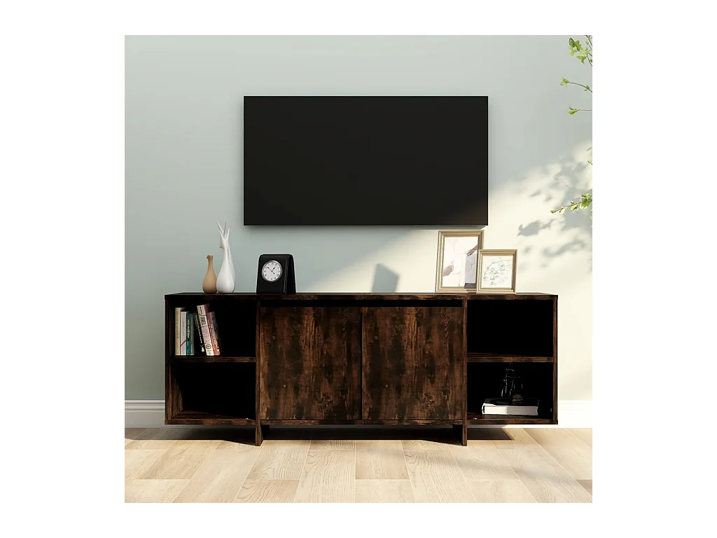 Meuble TV chêne fumé 130x35x50 cm bois d'ingénierie BE48266