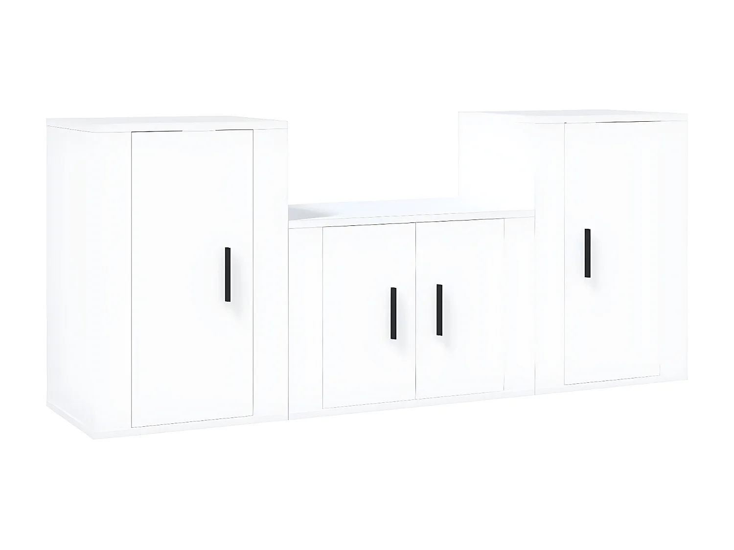 Conjunto móveis de TV 3 pcs madeira processada branco PT565647