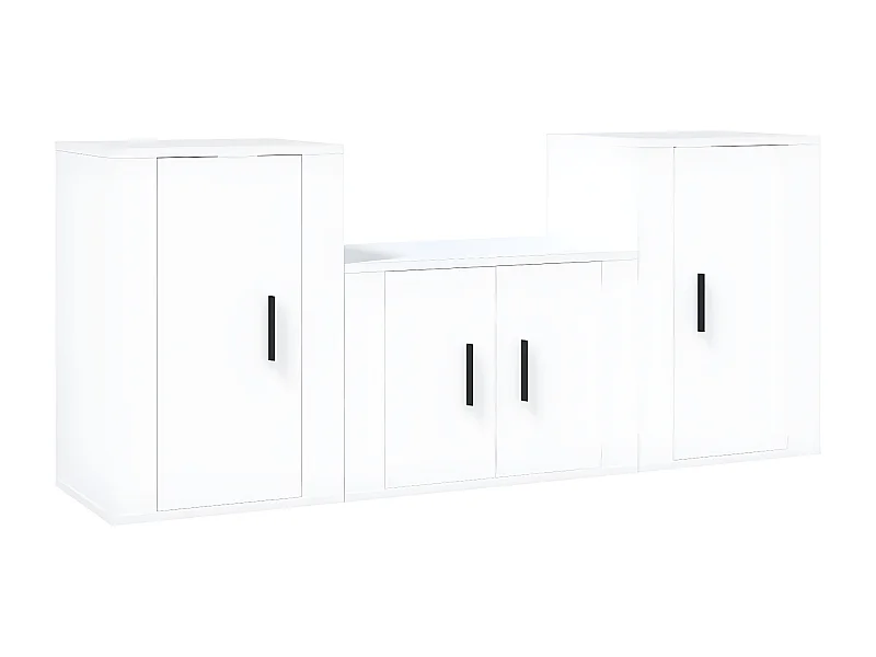Conjunto móveis de TV 3 pcs madeira processada branco PT565647