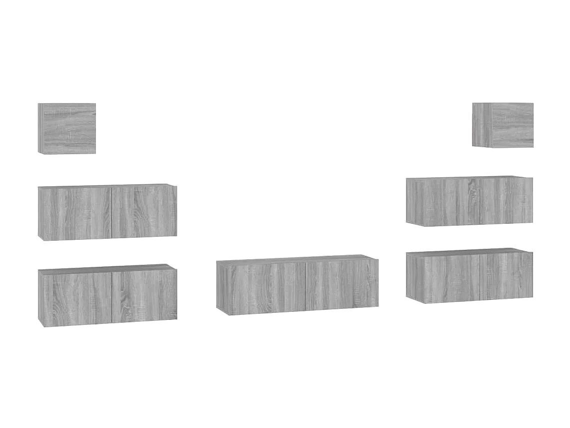 7-tlg. TV-Schrank-Set,TV-Möbel Grau Sonoma Holzwerkstoff -gkd100190