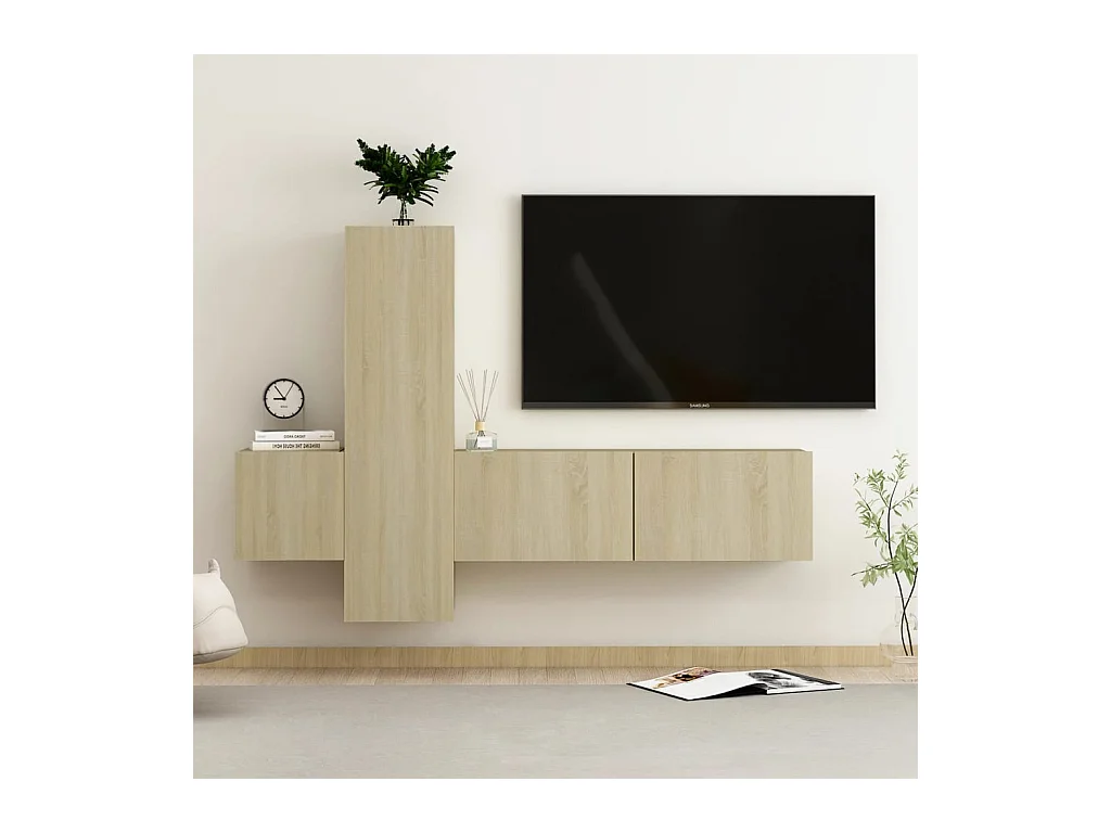 Ensemble de meubles TV 3 pcs Chêne sonoma Bois d'ingénierie BE62338