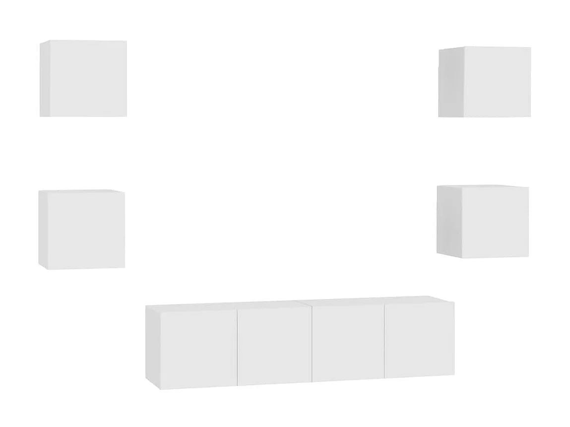 Meubles TV 6 pcs Blanc Aggloméré BE41035