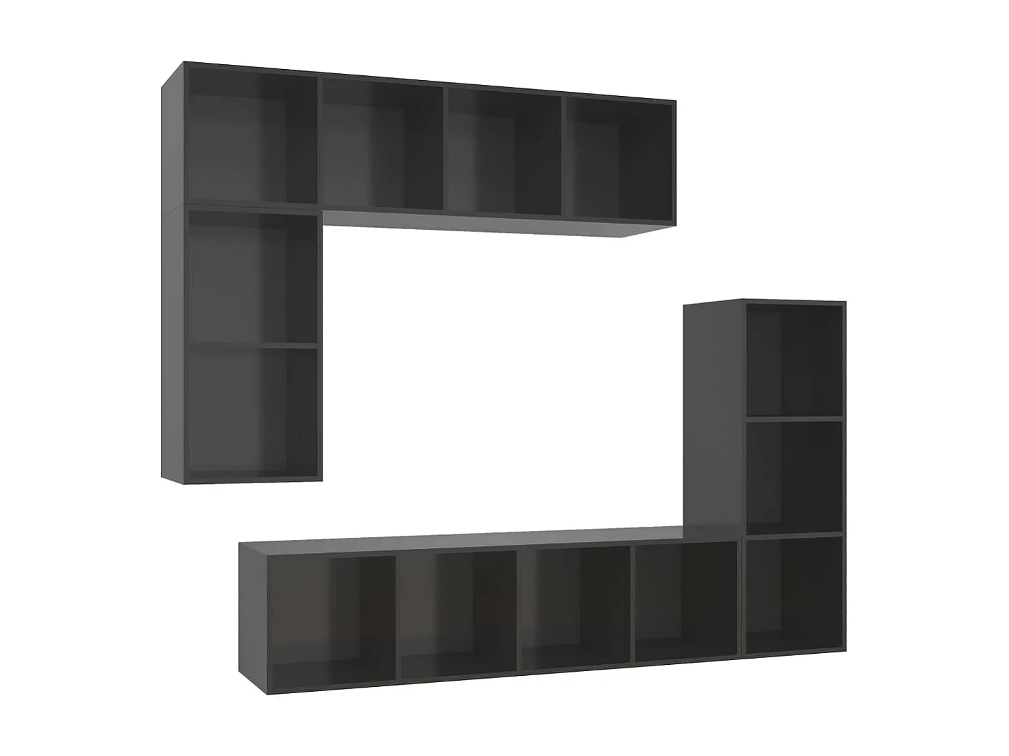 4-tlg. TV-Schrank-Set,TV-Möbel Hochglanz-Grau Holzwerkstoff -gkd316463