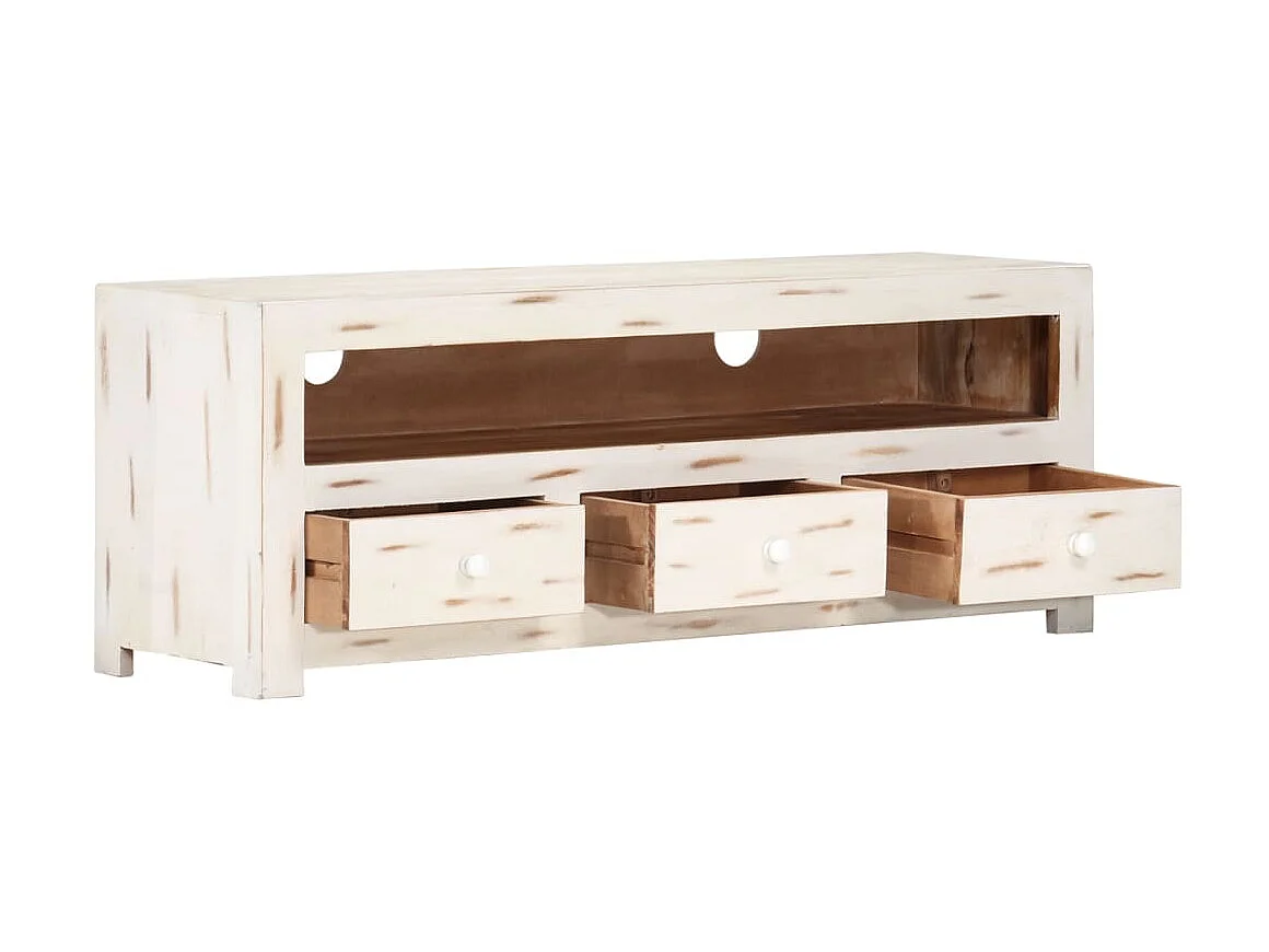 TV-Schrank,TV-Möbel Massivholz Akazie 110x30x40 cm Weiß -gkd358569