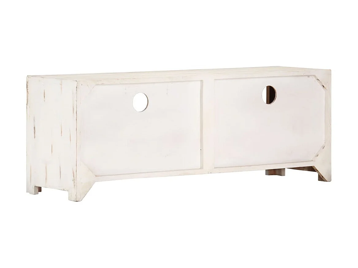 TV-Schrank,TV-Möbel Massivholz Akazie 110x30x40 cm Weiß -gkd358569