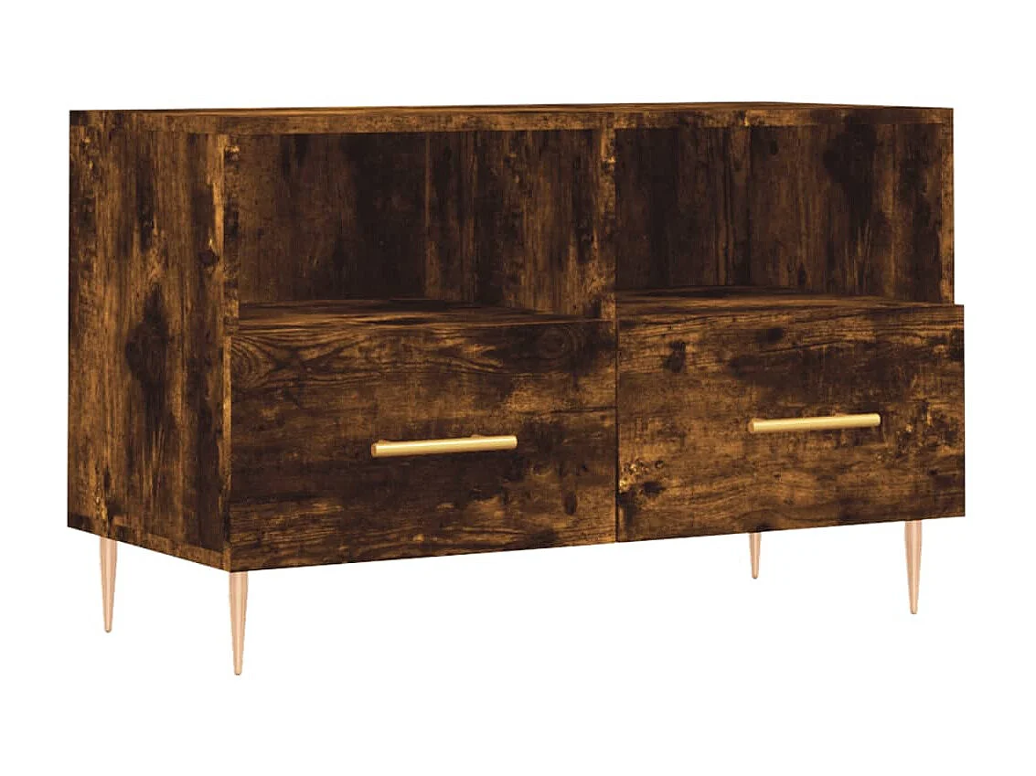 Meuble TV Chêne fumé 80x36x50 cm Bois d'ingénierie BE23799