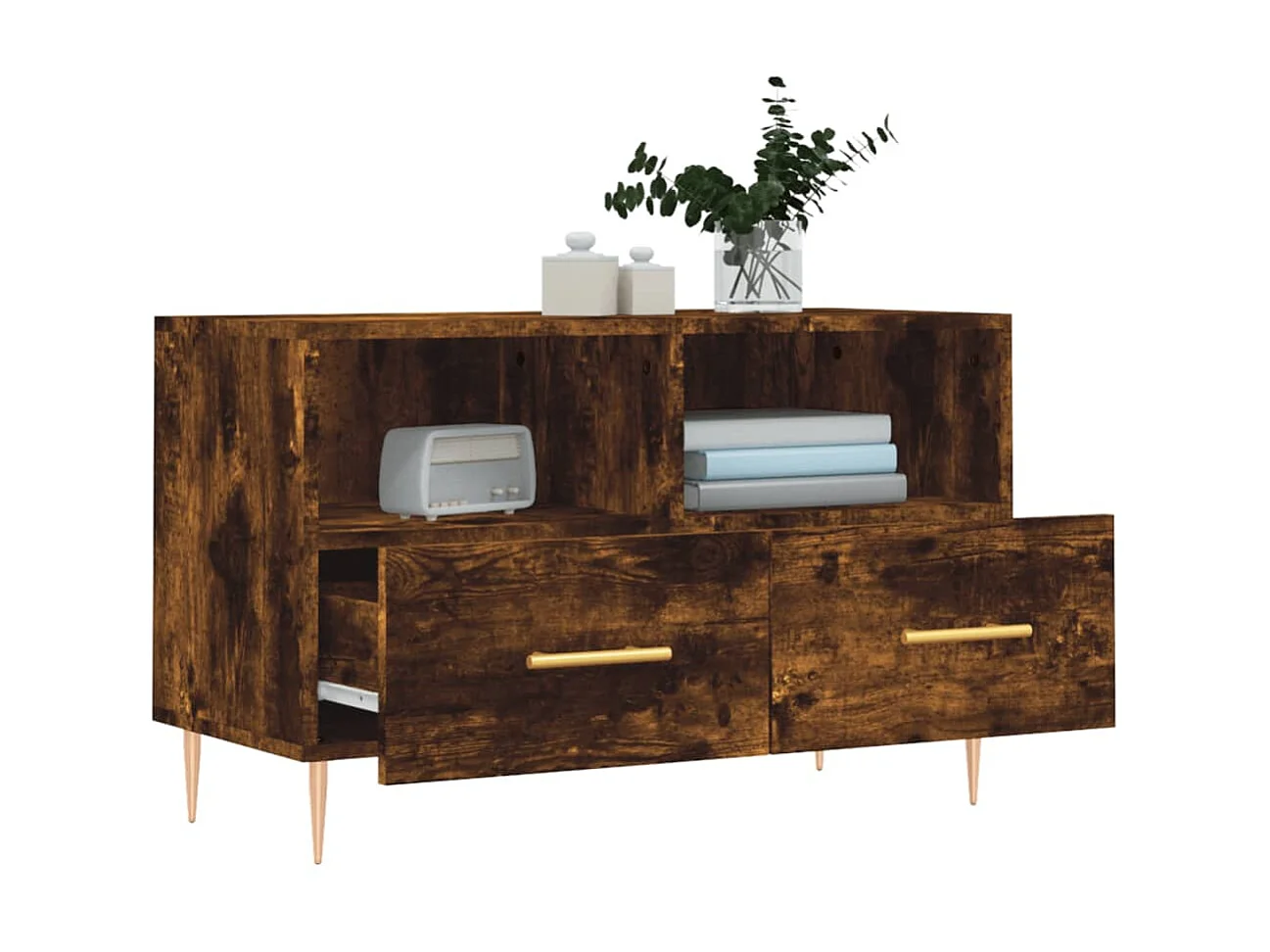 Meuble TV Chêne fumé 80x36x50 cm Bois d'ingénierie BE23799