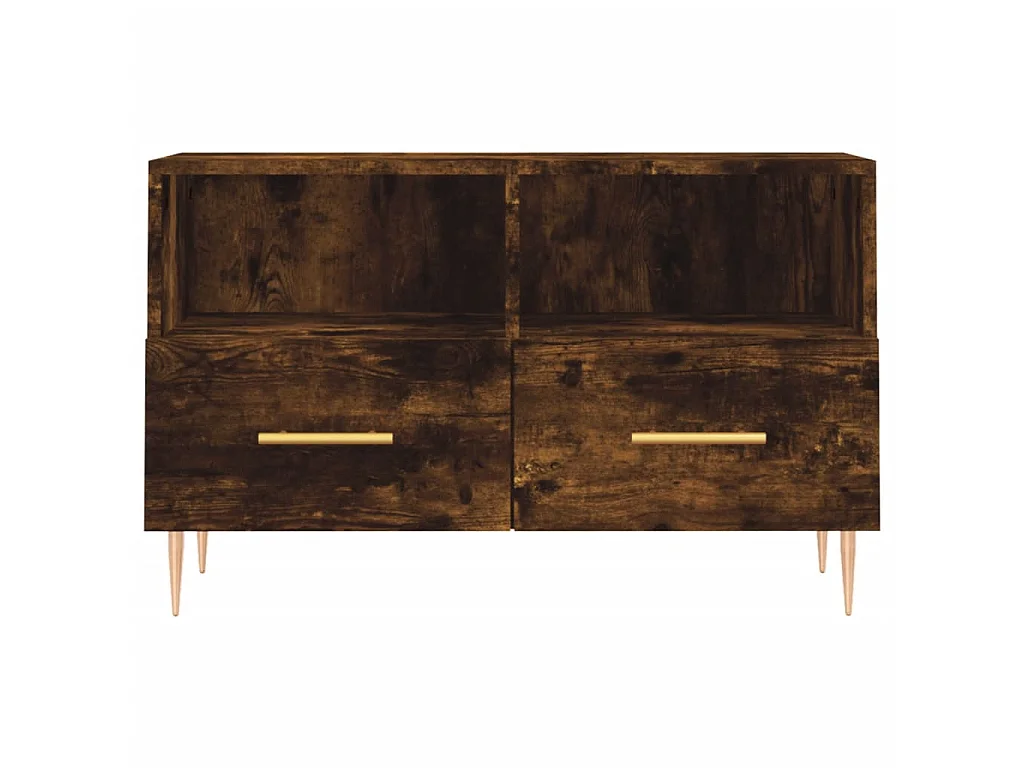 Meuble TV Chêne fumé 80x36x50 cm Bois d'ingénierie BE23799