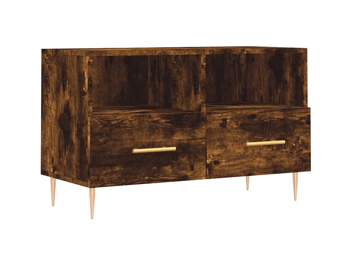 Meuble TV Chêne fumé 80x36x50 cm Bois d'ingénierie BE23799