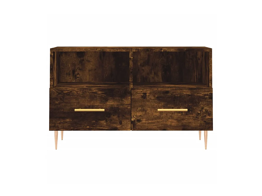Meuble TV Chêne fumé 80x36x50 cm Bois d'ingénierie BE23799
