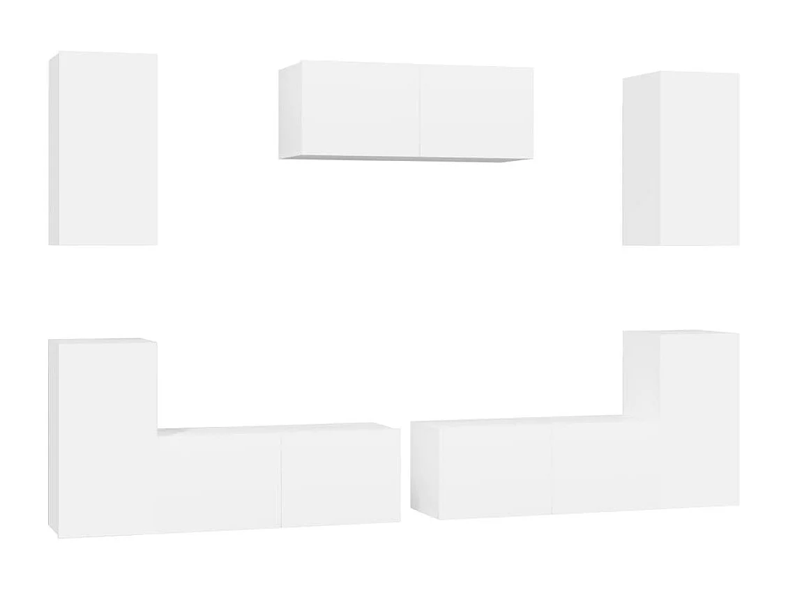 7-tlg. TV-Schrank-Set,TV-Möbel Weiß Holzwerkstoff -gkd884848
