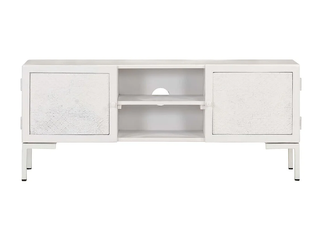 Móvel de TV 115x30x46 cm madeira de mangueira maciça branco PT164700