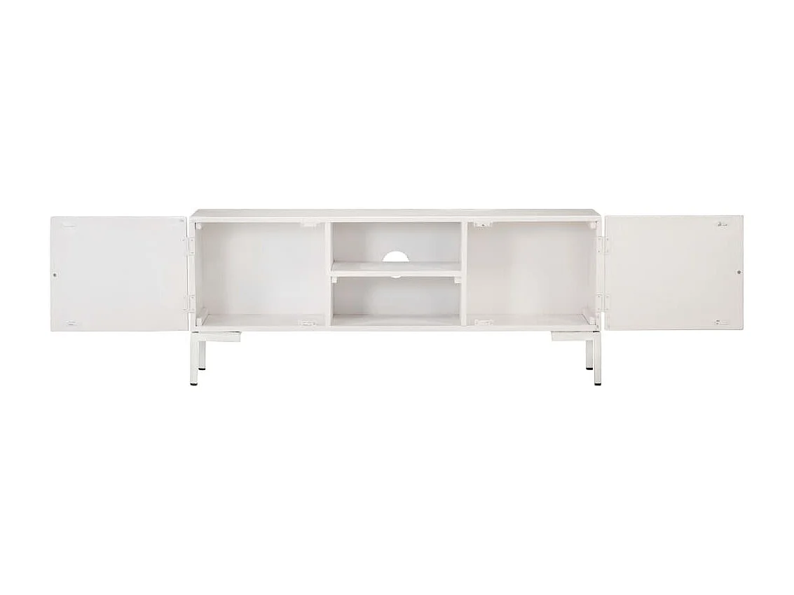 Meuble TV Blanc 115x30x46 cm Bois massif de manguier BE69116
