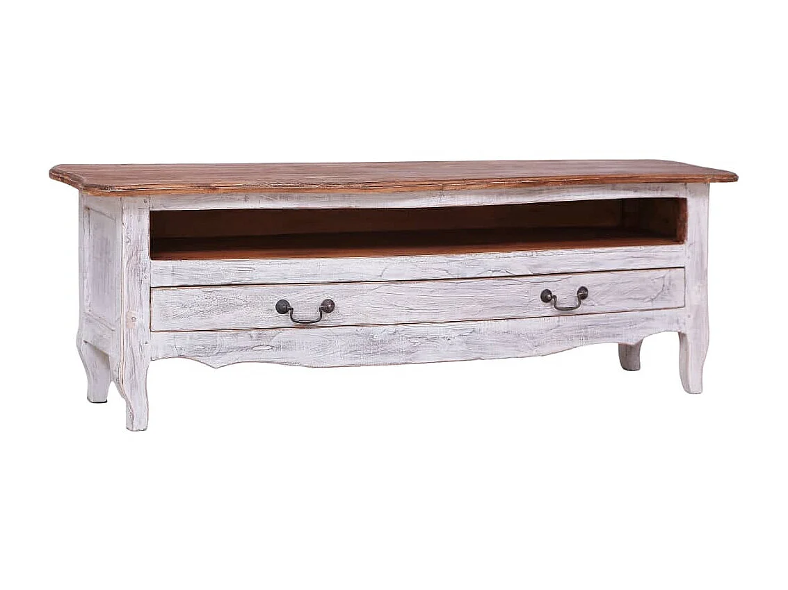 Tv-meubel 120x30x40 cm massief gerecycled hout wit NL714586