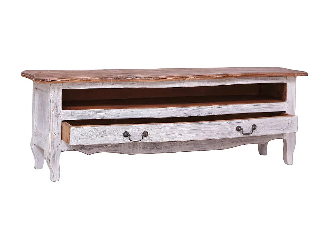 Tv-meubel 120x30x40 cm massief gerecycled hout wit NL714586