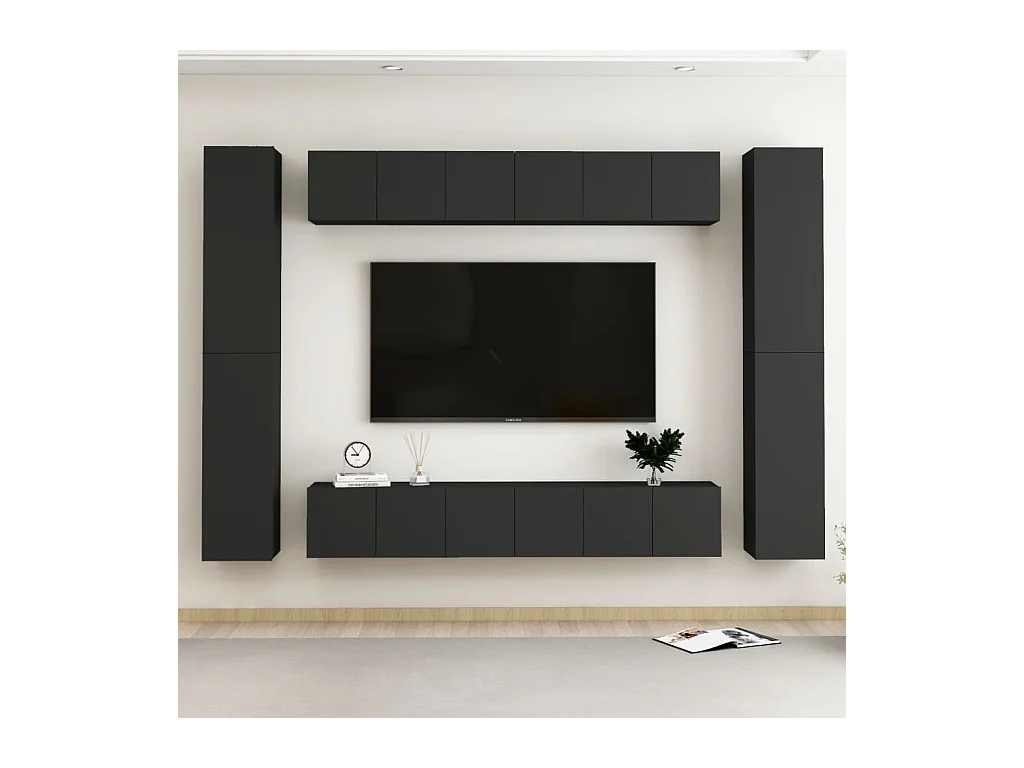 10-tlg. TV-Schrank-Set,TV-Möbel Schwarz Holzwerkstoff -gkd213179