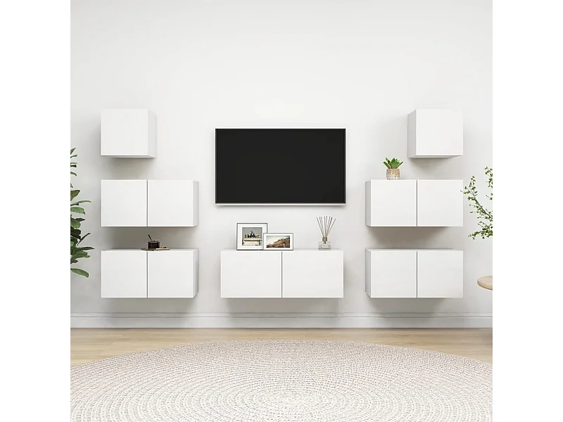 7-delige Tv-meubelset bewerkt hout wit NL599362