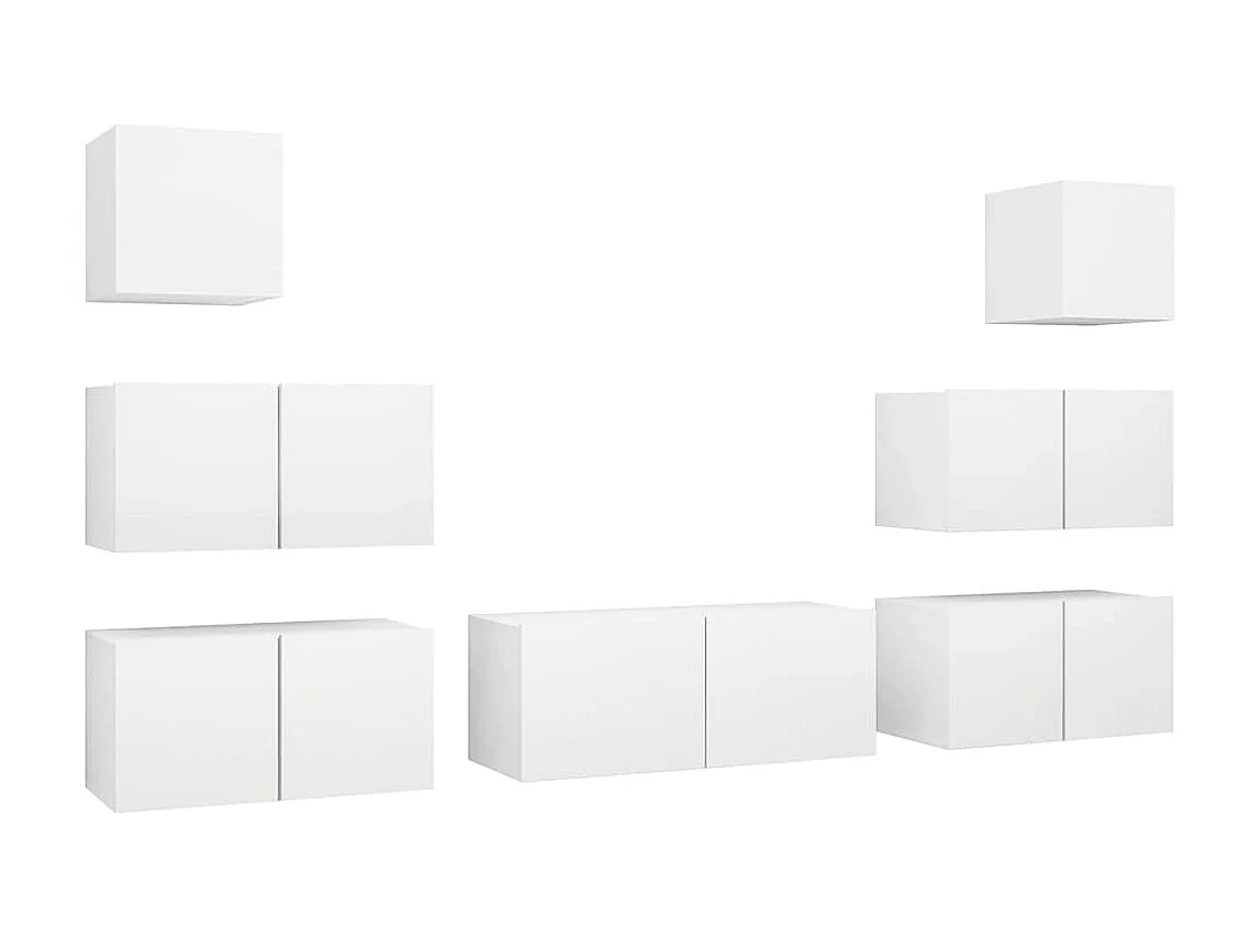 Meubles TV 7 pcs Blanc Aggloméré BE87994