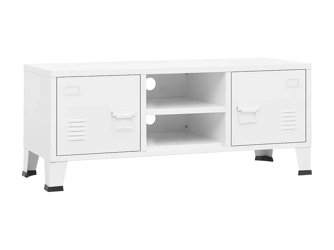 Meuble TV industriel Blanc 105x35x42 cm Métal BE97870