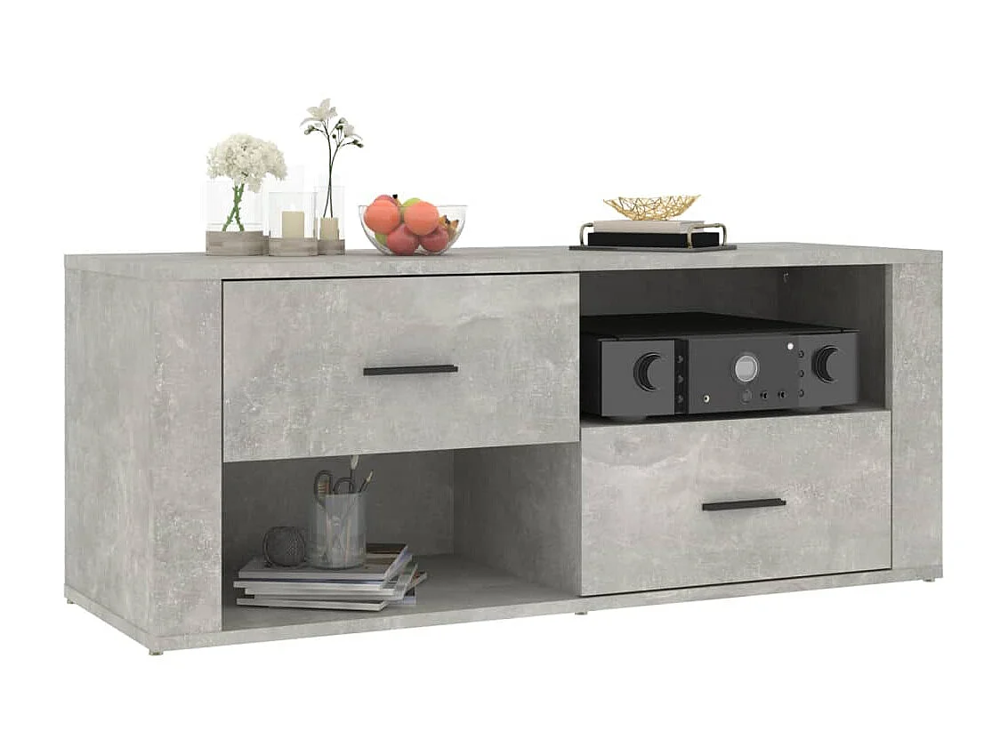 Meuble TV Gris béton 100x35x40 cm Bois d'ingénierie BE61125