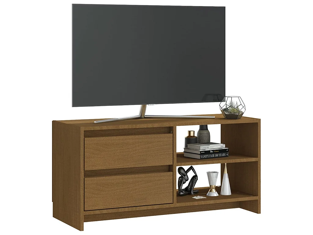 Meuble TV Marron miel 80x31x39 cm Bois de pin massif BE32777